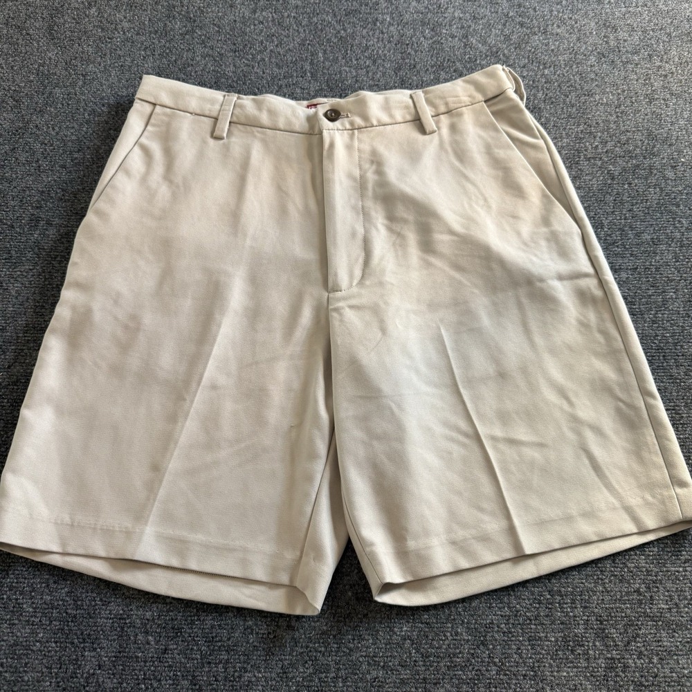 Chaps‎ Shorts Men 32 Khaki Flat Front Classic Fit Golf Casual Beige
